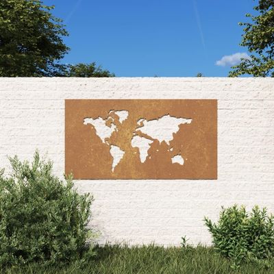 Xichuzi Garden Wall Decor 105 x 55 cm Corten Steel World Map Design