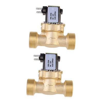 Normally Closed Solenoid Valves, 2-Pack, 1/4 in, DC 12V, Brass