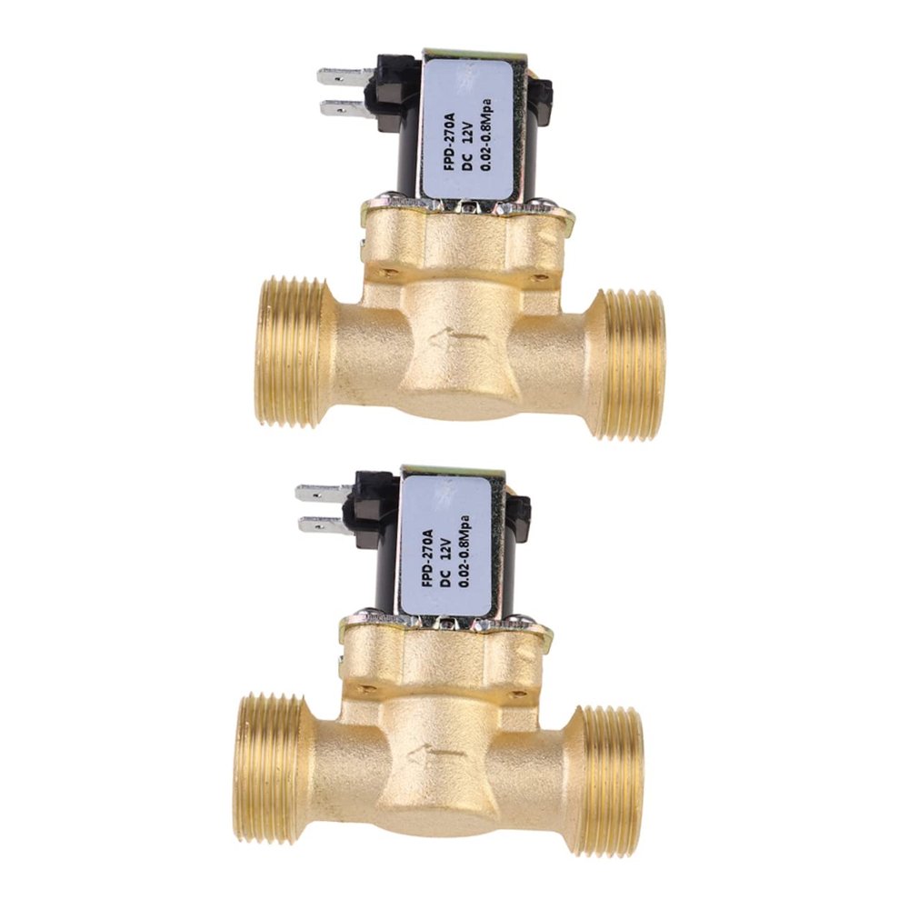 Normally Closed Solenoid Valves, 2-Pack, 1/4 in, DC 12V, Brass