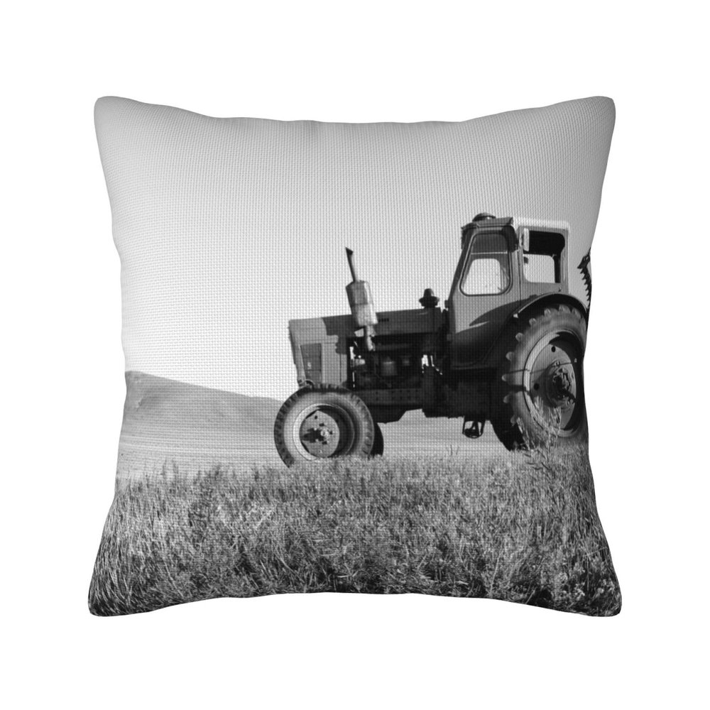 Printed Tractor Farm Pillow Cover, Square, 40 x 40 cm, Linen-Like, Decorative