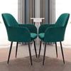 Set of 4 Elegant Pink Velvet Dining Chairs with Armrests view 2
