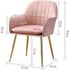Set of 4 Elegant Pink Velvet Dining Chairs with Armrests view 3