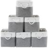 ICEMOR 6-Pack 33 x 33 x 33 cm Fabric Storage Bins with Rope Handles, Foldable Storage Cubes, White & Gray view 1