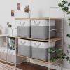 ICEMOR 6-Pack 33 x 33 x 33 cm Fabric Storage Bins with Rope Handles, Foldable Storage Cubes, White & Gray view 2