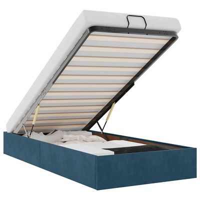 vidaXL Ottoman Bed without Mattress Dark Blue 90x190 cm Velvet