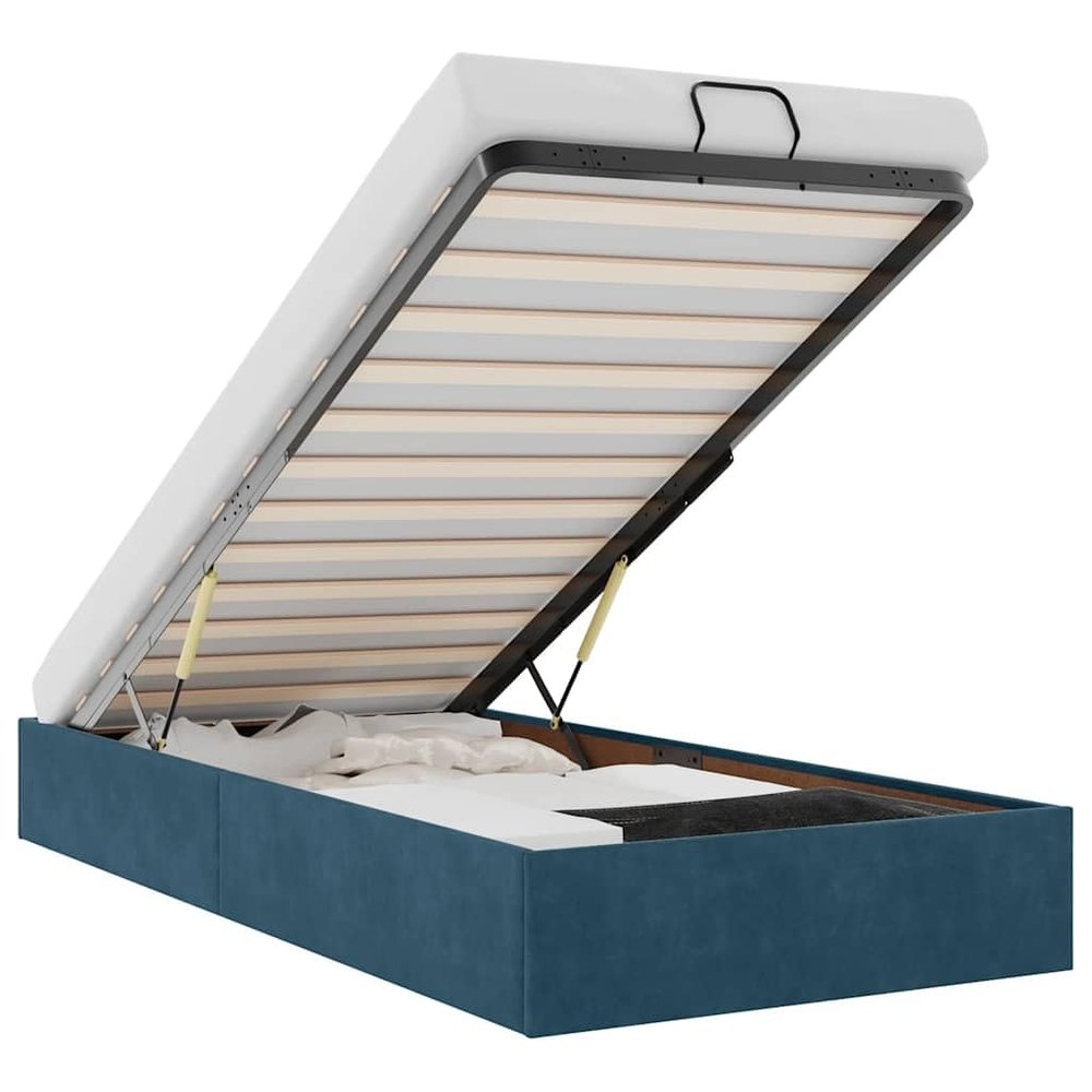 vidaXL Ottoman Bed without Mattress Dark Blue 90x190 cm Velvet