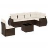 vidaXL 7-Piece Garden Sofa Set with Cushions Brown Poly Rattan view 1