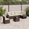 vidaXL 7-Piece Garden Sofa Set with Cushions Brown Poly Rattan view 2
