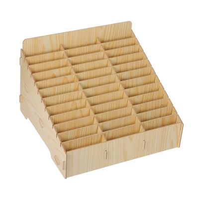 Cabilock Khaki Wooden Cell Phone Storage Box with Multiple Compartments for Office
