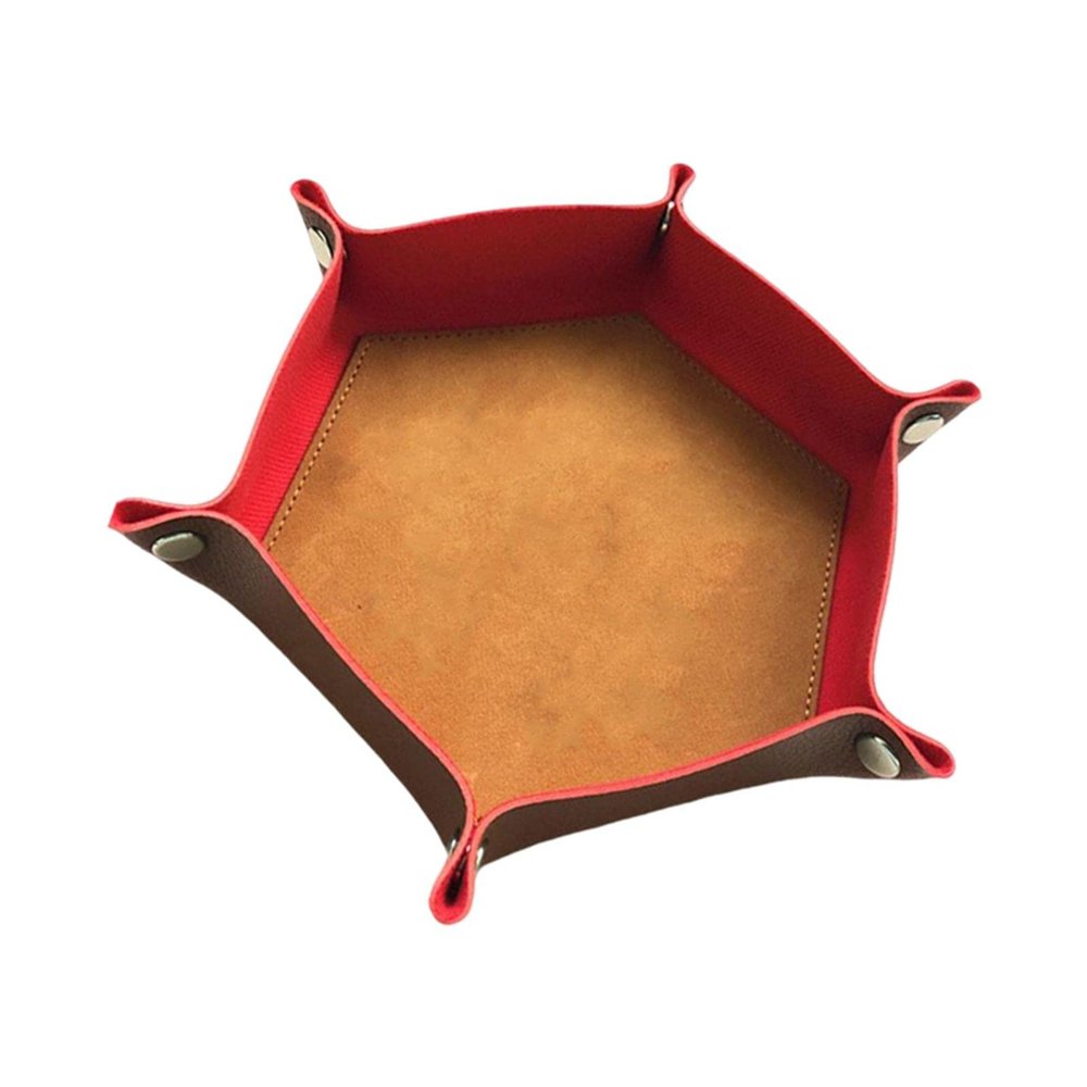 PU Leather Dice Tray, Double-Sided Dice Mat, Red/Brown