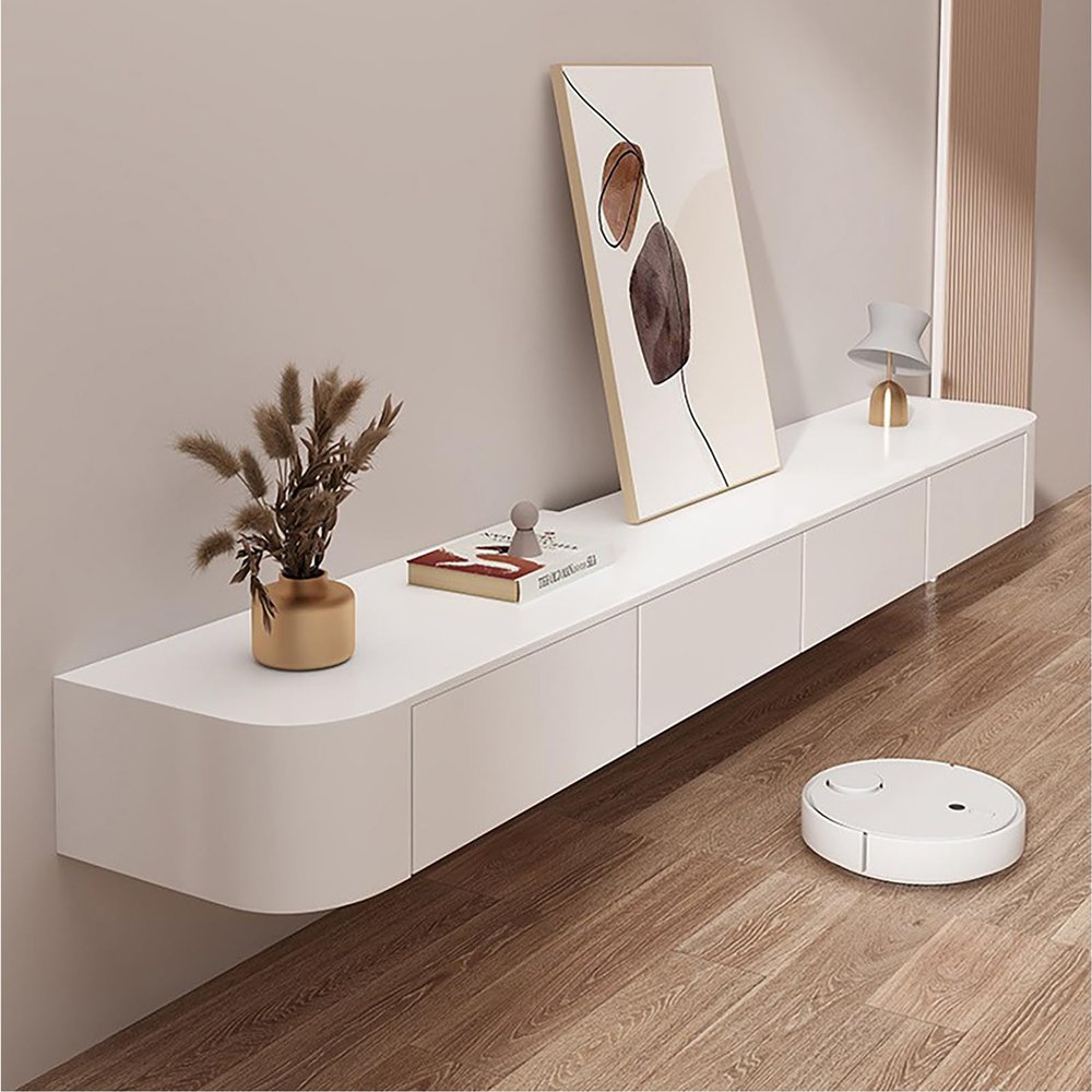 Wall-Mounted Floating TV Stand, White, 200 x 24 x 20 cm