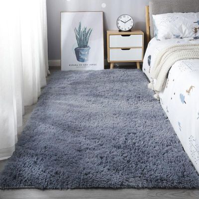 XUEDNGM Modern Shaggy Area Rug 40 x 115 cm, Easy-Care Solid Gray