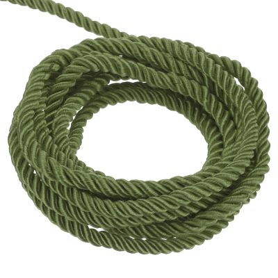 QUARKZMAN Twisted Satin Cord, 3 mm x 5 m, 3-Strand, Olive Green