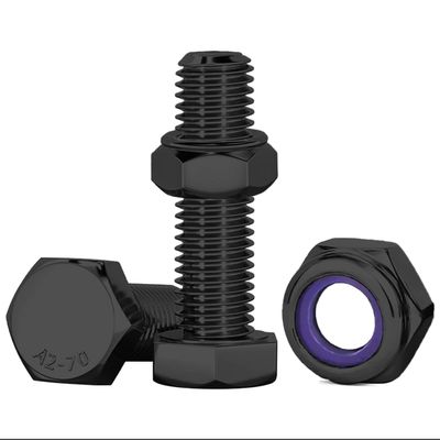 Drenky M10 x 25 mm Black Hex Bolts, 10-Pack, Stainless Steel A2 V2A, DIN 933