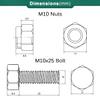 Drenky M10 x 25 mm Black Hex Bolts, 10-Pack, Stainless Steel A2 V2A, DIN 933 view 2