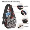 WSOIHFEC Shoulder Bag for Women and Men with Rose and Skeleton, Black, One Size view 3