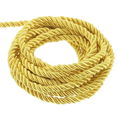 QUARKZMAN Twisted Satin Cord, 3 mm x 5 m, 3-Strand, Light Gold