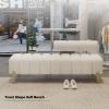Channel-Tufted Velvet Bed Bench with Adjustable Backrest and Gold Legs view 2