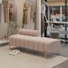 Channel-Tufted Velvet Bed Bench with Adjustable Backrest and Gold Legs view 4