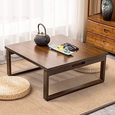 Multifunctional Folding Low Bamboo Coffee Table, Japanese-Style Square Tea Table