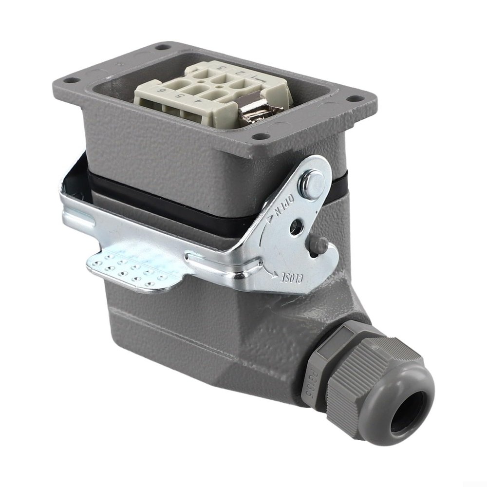 ZYNCUE Heavy-Duty 6-Pin Industrial Rectangular Connector, Side-Entry, 6-Wire