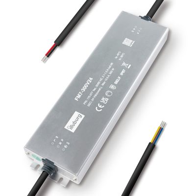 illuburg 24V 300W Waterproof IP67 LED Driver, Flicker-Free