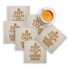 Linen Coasters, “Keep Calm and Drink Beer” Parody, England Aperiodie, 6 pcs (100 x 100 mm) view 1