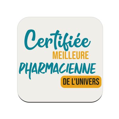 Wooden Coaster Certified Best Pharmacist in the Universe Doctor Pharmacy Medication, 1 Unit (95 x 95 mm)
