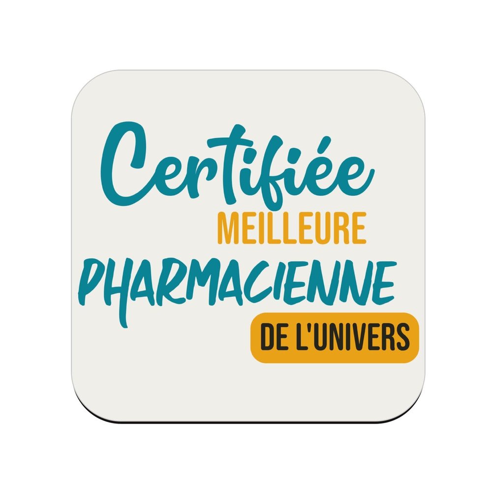 Wooden Coaster Certified Best Pharmacist in the Universe Doctor Pharmacy Medication, 1 Unit (95 x 95 mm)