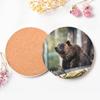 Round Ceramic Coasters, Grizzly Brown Bear in the Forest, 6-Pack (108 x 108 mm) view 3