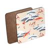 Wooden Coaster, Koi Carp in Japanese Kimono, Orange Fabric, 1 pc (95 x 95 mm) view 2