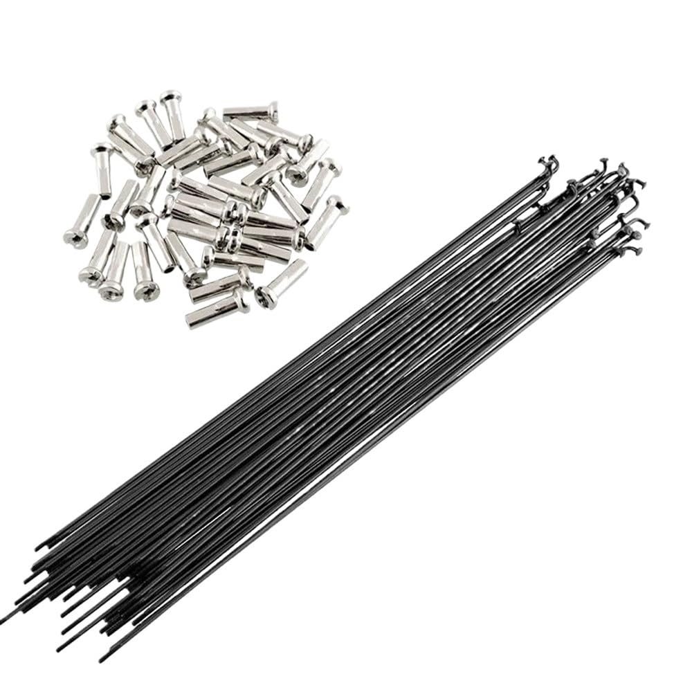 LUOKEKE Black Bicycle Spokes, 265 mm, for 27.5-Inch/700C Mountain and Road Bikes