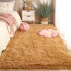 XUEDNGM Washable Shaggy Rug 225 x 230 cm, Soft High-Pile Solid Dark Beige view 1