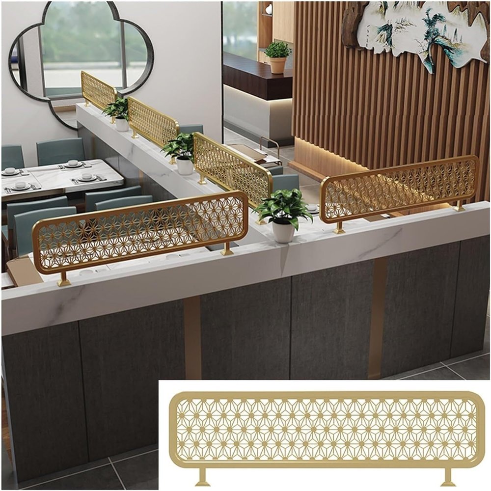 MaiBuL LNNW Partition Screen for Dining Areas, Metal Openwork Countertop Divider for Restaurants and Hotels (A, 60 x 70 cm / 23.62 x 27.55 in)