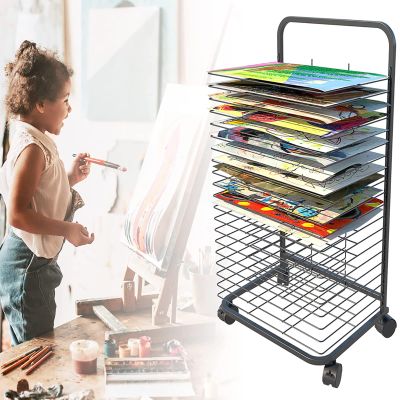 20/25/30/35-Tier Mobile Metal Art Drying Rack with Wheels