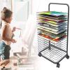 20/25/30/35-Tier Mobile Metal Art Drying Rack with Wheels view 1