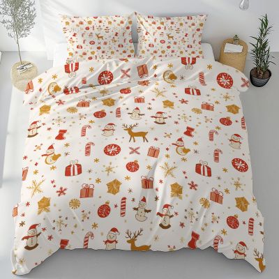 Christmas Reindeer and Snowman Duvet Cover Set 200 x 220 cm