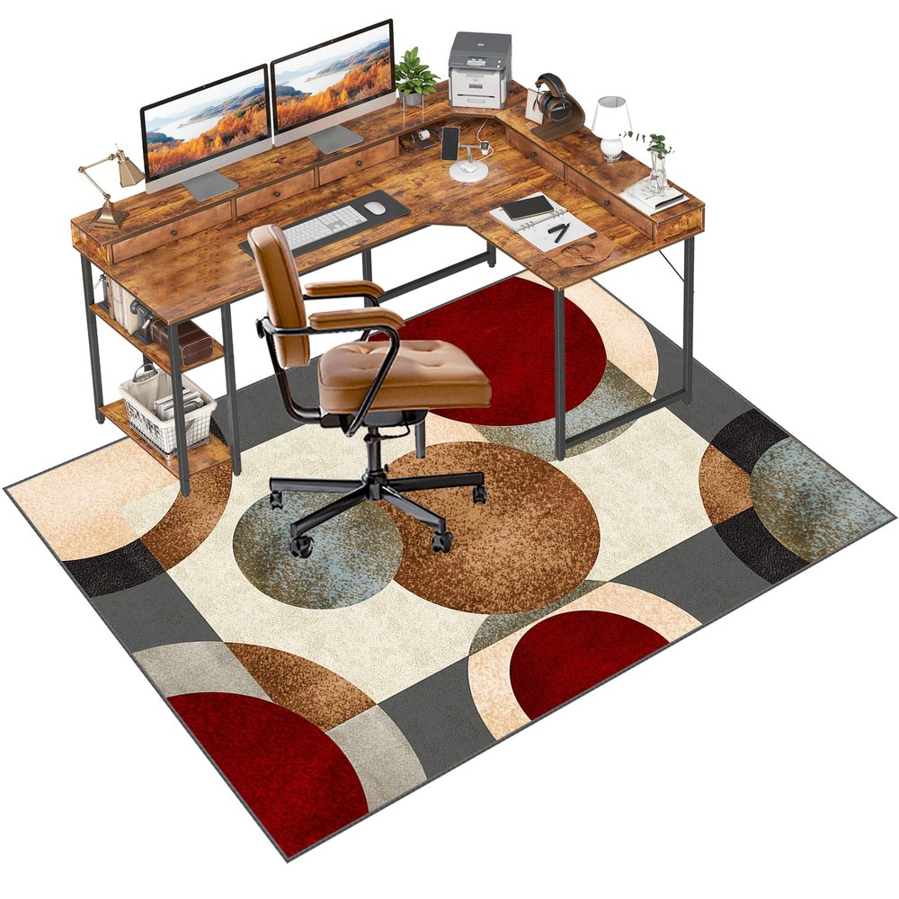 Fzamudng Office Chair Mat 120 x 160 cm, Floor Protection Mat for Hardwood, Laminate and Carpet