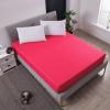 Epinki Fitted Sheet 195 x 203 + 45 cm, Non-Slip, Solid Rose Red, Polyester-Cotton, for Box Spring & Waterbeds view 1