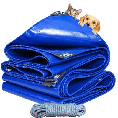 YANFEILI Blue PVC Tarp with Grommets, 2 x 5.5 m, 520 g/m²