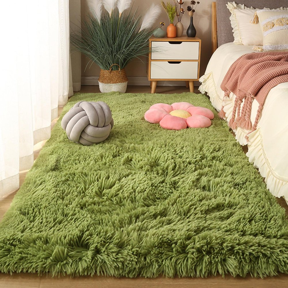 XUEDNGM Plush Shaggy Area Rug 140 x 270 cm, Green