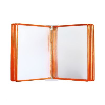 Wall-Mounted Flip-Through Display, A4 Price List Holder, 10 Panels, Orange