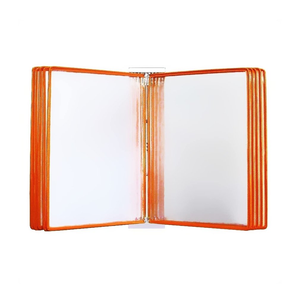 Wall-Mounted Flip-Through Display, A4 Price List Holder, 10 Panels, Orange