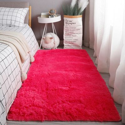 XUEDNGM Shaggy Area Rug 70 x 250 cm, Rose Red