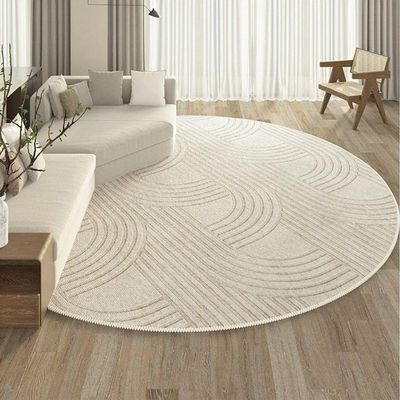 PIZZZENO Round Luxury Rug for Living Room Décor, Modern Simple Style, Soft Shaggy Striped Rug, SY827, QD, 300 cm Diameter