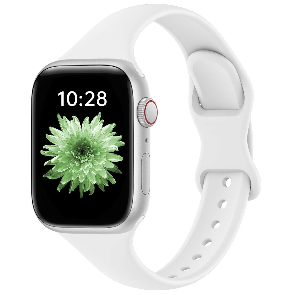 Patented Slim Sport Band Compatible with Apple Watch, Soft Waterproof Silicone, 38–49 mm