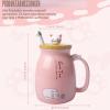 2-Pack Cute Cat Ceramic Mugs with Kawaii Lid and Spoon view 2