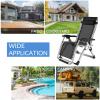 Outdoor Folding Lounge Chair with Padded Seat, Mesh Backrest, Cushion and Cup Holder, Purple Pads/Silver Frame view 3