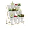 Metal Plant Stand with Wheels, 3 Tiers, 12 Pots view 1