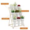 Metal Plant Stand with Wheels, 3 Tiers, 12 Pots view 4